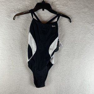 TYR Alliance Splice Diamondfit Swimsuit Women's 28 Black White One-Piece 8061‎